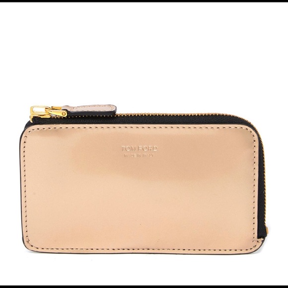 Tom Ford leather zip wallet gold Italian leather